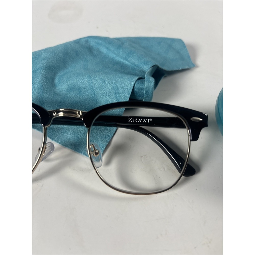 Zenni Optical Round Eyeglasses Black Frame Clear Lenses w/ Case & Cloth - Picture 3 of 6
